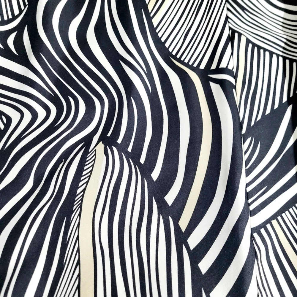 White House Black Market 100% Silk Halter Dress Size 6 Zebra Print Neck Tie - Picture 6 of 13